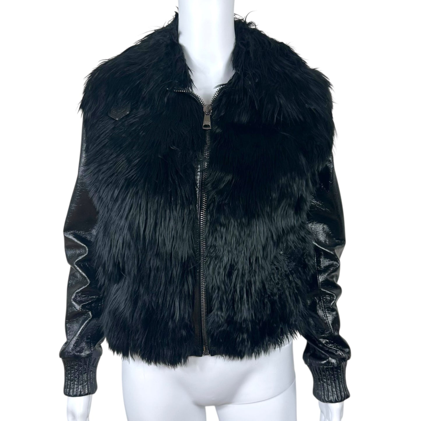 Dolce & Gabbana Black Sheep Fur & Leather Jacket