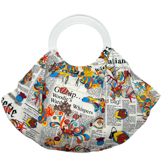 John Galliano Newsprint Multicolor Fish Tote Bag