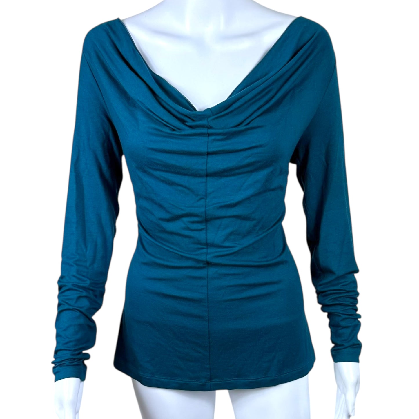 Jean Paul Gaultier Teal Blue Cowl Neck Longsleeve Top