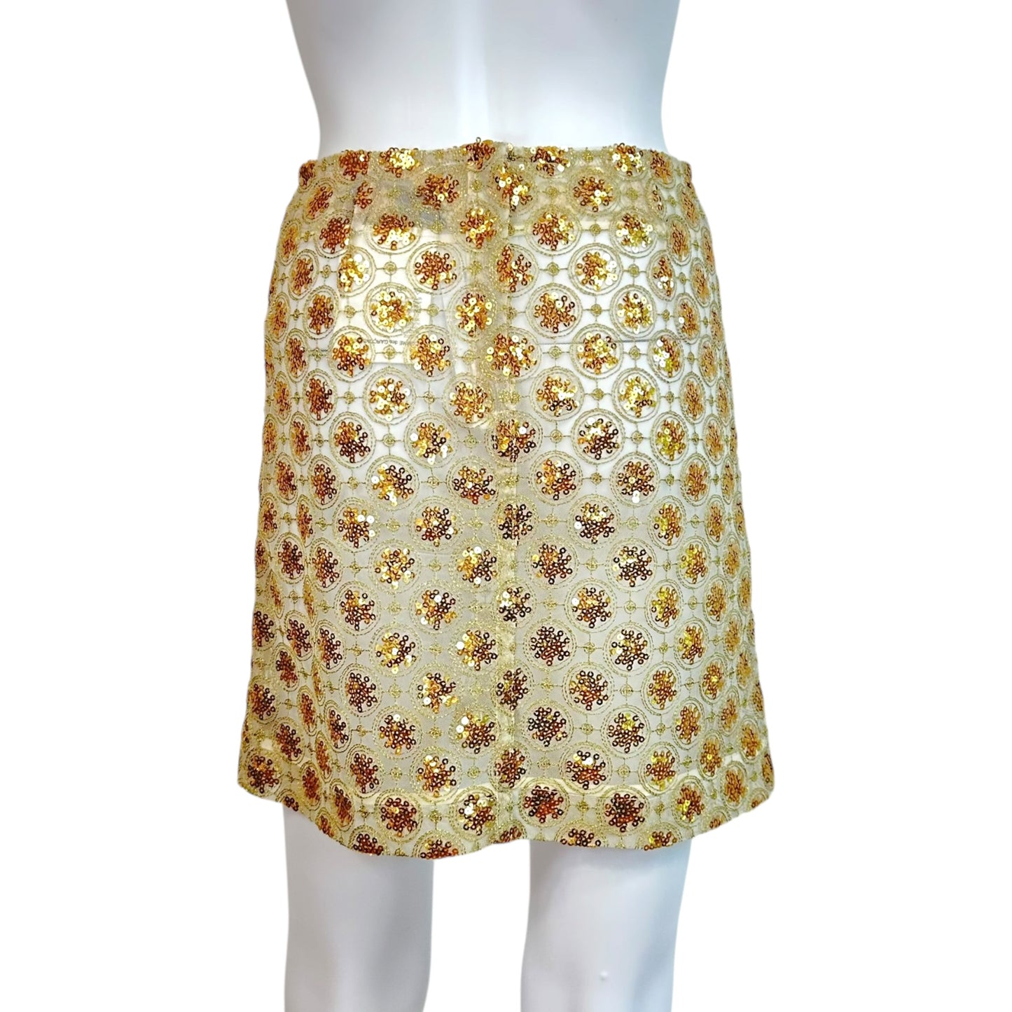 Comme des Garcons Tricot 2011 Sheer Gold Sequin Embellished Mini Skirt