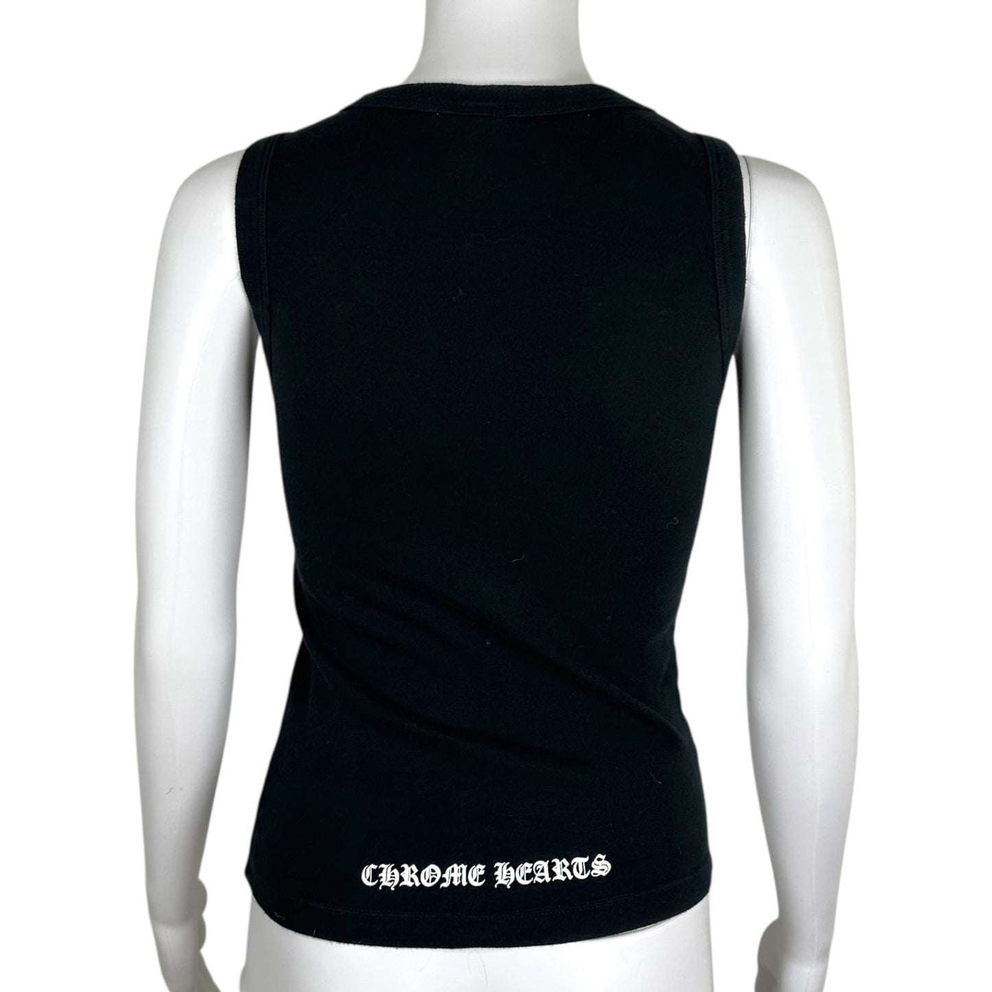 Chrome Hearts Black V-Neck Cross Graphic Tank Top