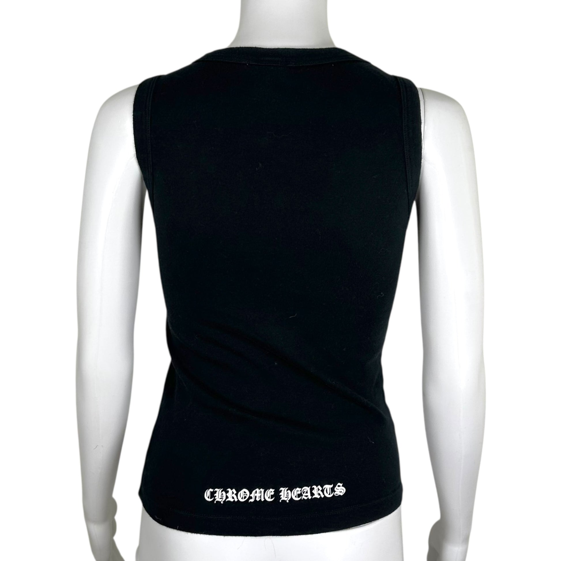 Chrome Hearts Black V-Neck Cross Graphic Tank Top