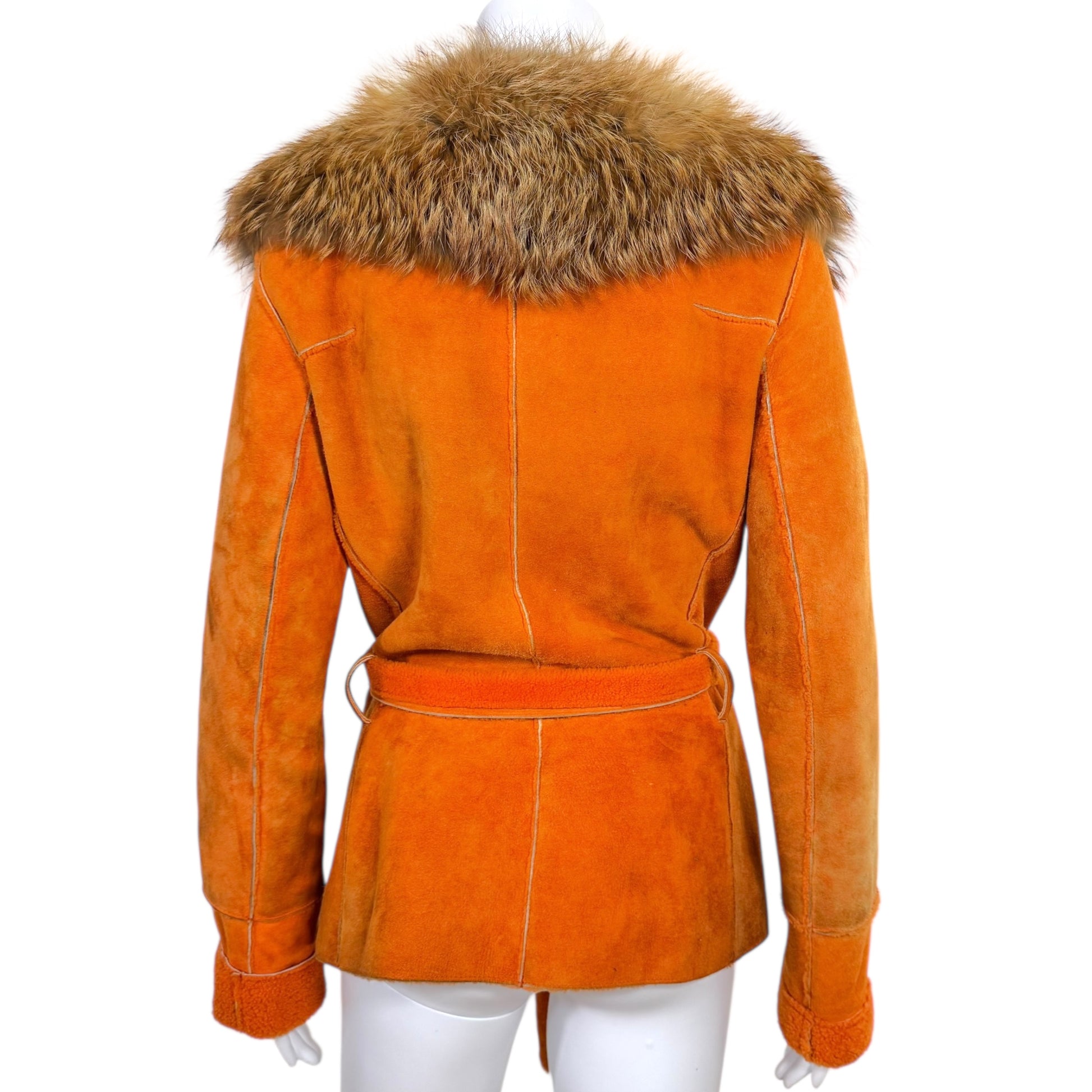 Dolce & Gabbana Orange Sheepskin & Fox Fur Wrap Coat - Outfit Repeater