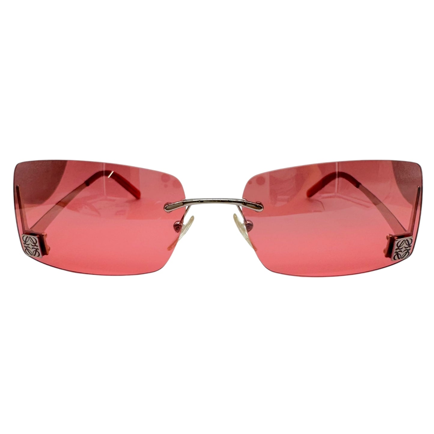 Loewe Red Rimless Logo Lens Rectangle SLW103 Sunglasses w/ Case & Box