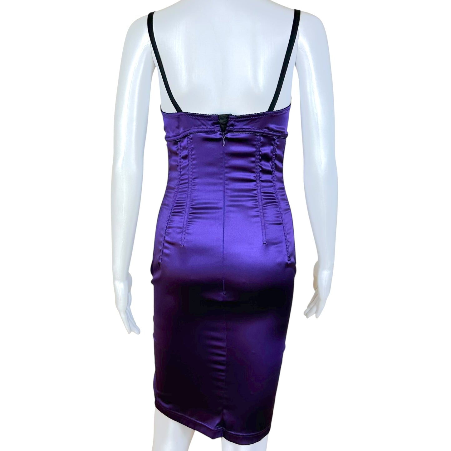 Dolce & Gabbana Purple Silk Corset Midi Dress