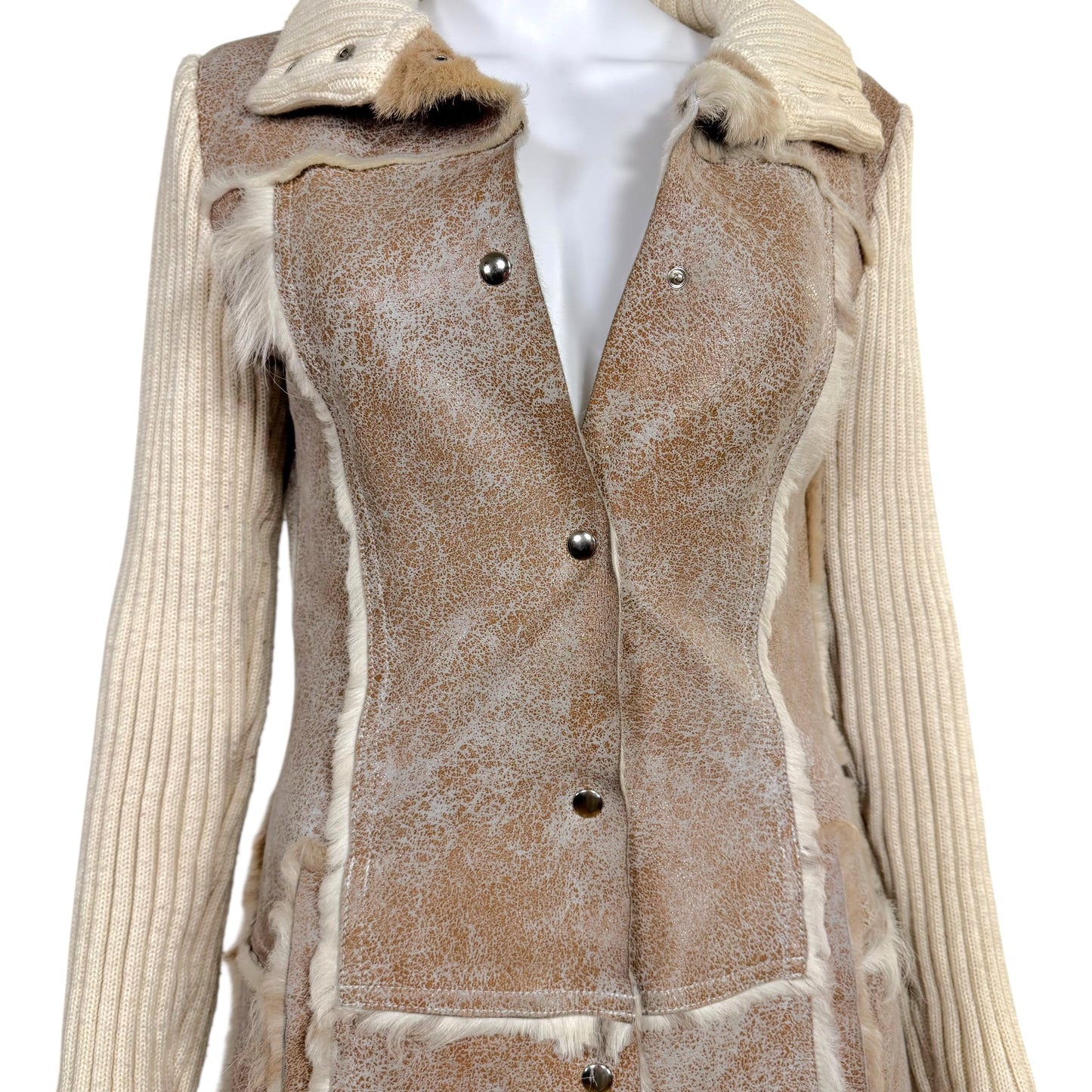 D&G Dolce & Gabbana Ivory Shearling & Wool Knit Jacket - Outfit Repeater