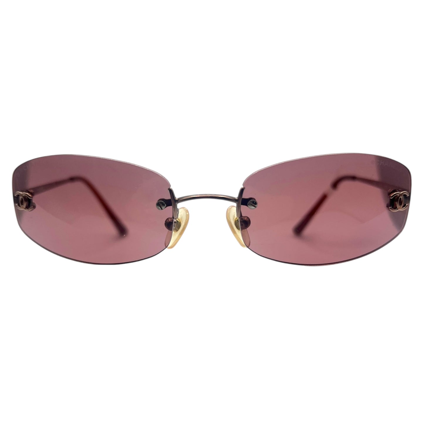Chanel 4002 Burgundy Rimless Logo Lens Sunglasses