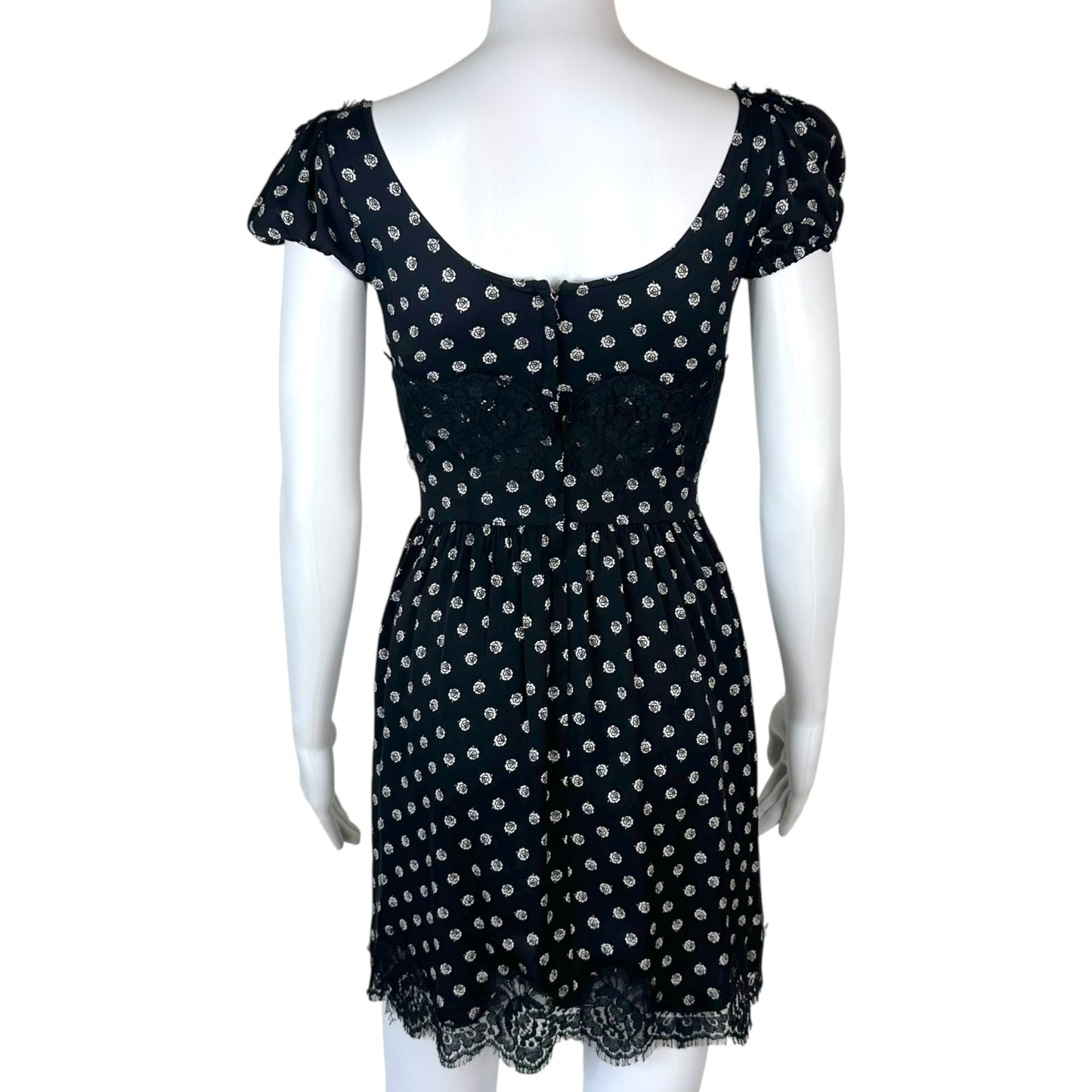 Dolce & Gabbana Black Silk Polka Dot Floral Mini Dress