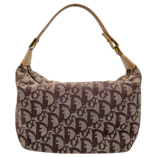 Christian Dior Tan & Burgundy Monogram Pochette Bag