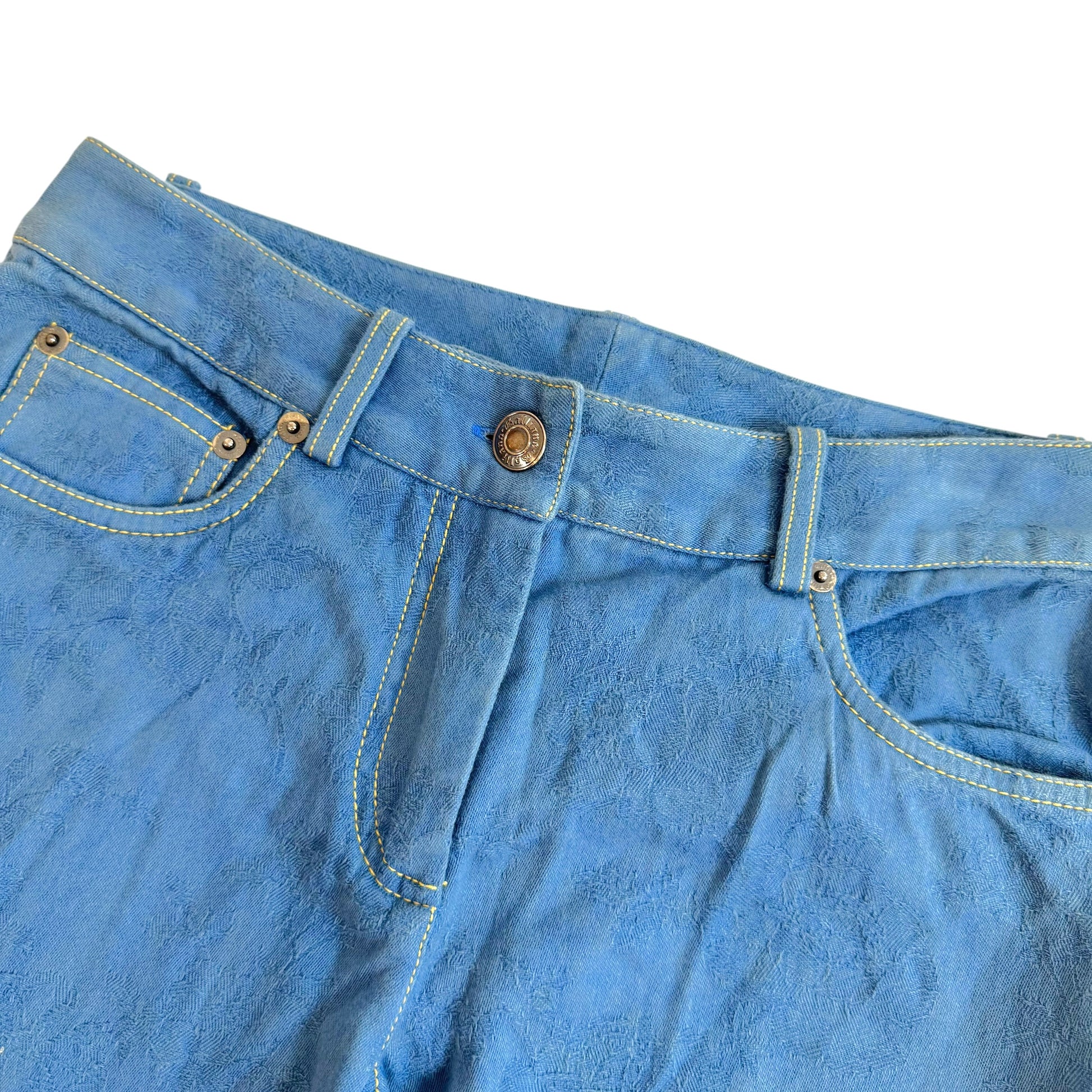 John Galliano Blue Lace Up Side Flare Jeans