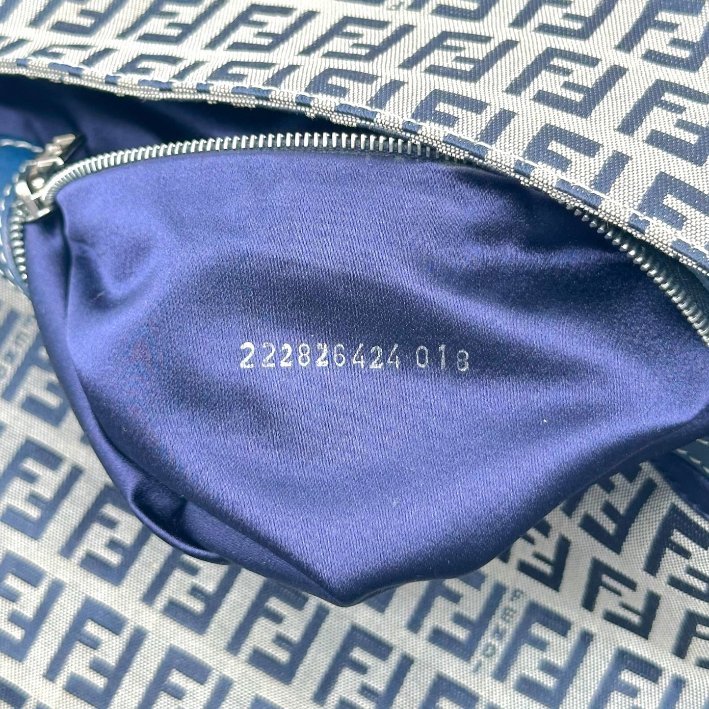 Fendi Navy Blue Zucchino Monogram Baguette Bag