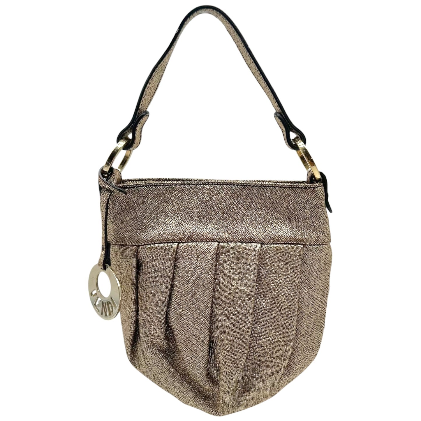 Fendi Gold Leather Mini Chef Handbag