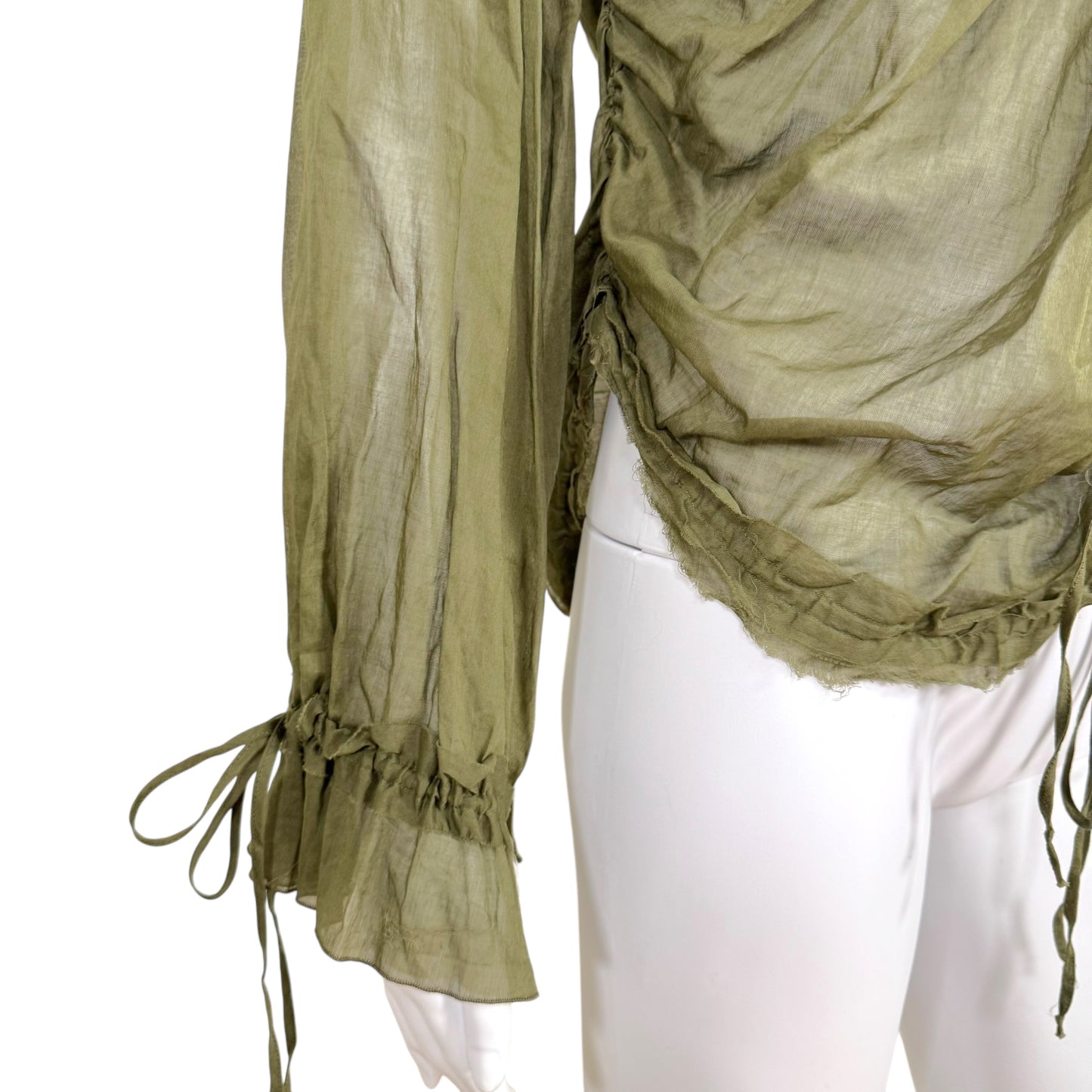 Dsquared2 Khaki Green Multi-Tie Sheer Blouse NEW - Outfit Repeater
