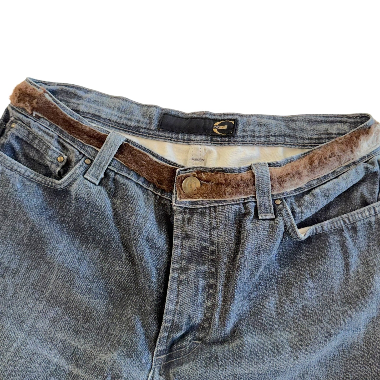 Just Cavalli Roberto Cavalli Fur Waistband Printed Jeans