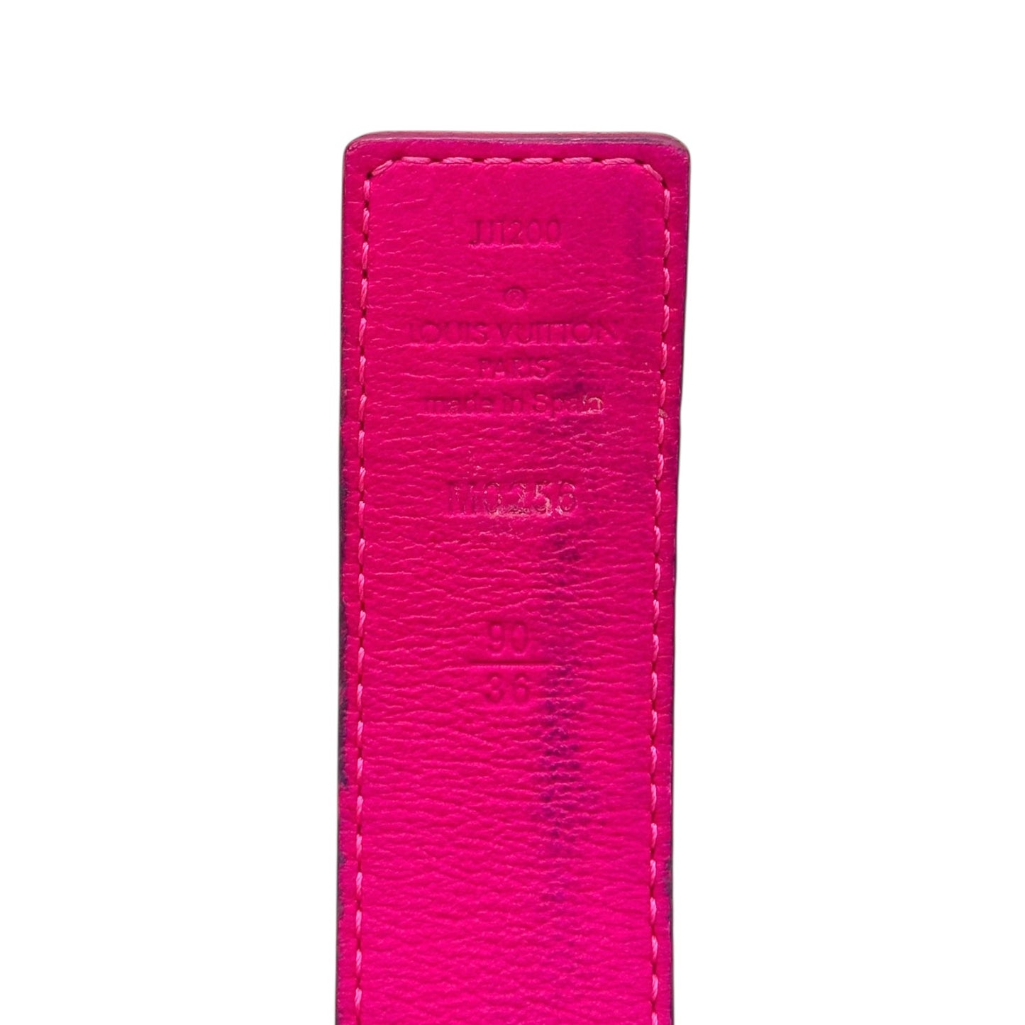 Louis Vuitton Magenta Leather & Classic Monogram Logo Belt