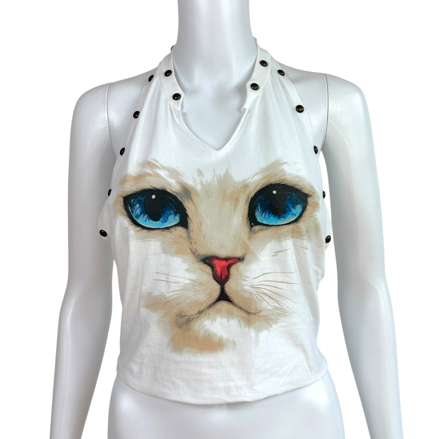 D&G Dolce & Gabbana F/W 2001 Kitten Print Open Back Halter Tank NEW