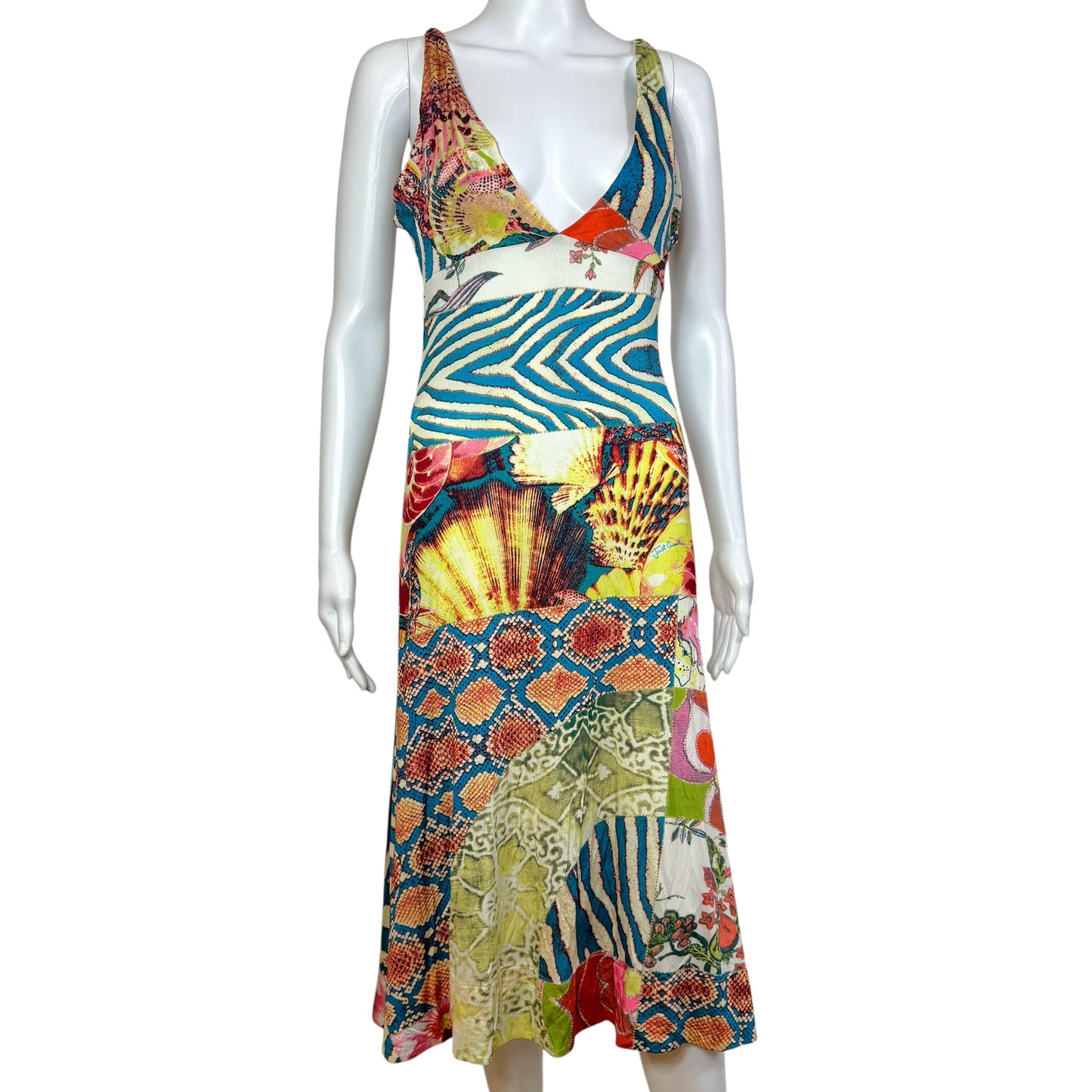 Just Cavalli Multicolor Open Back Halter Midi Dress