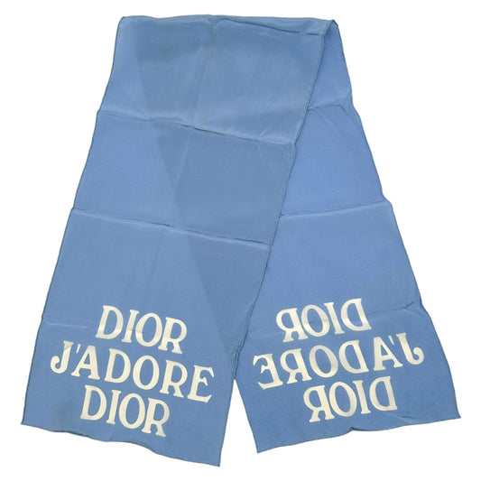 Christian Dior Silk Stole Scarf Light Blue White J'Adore