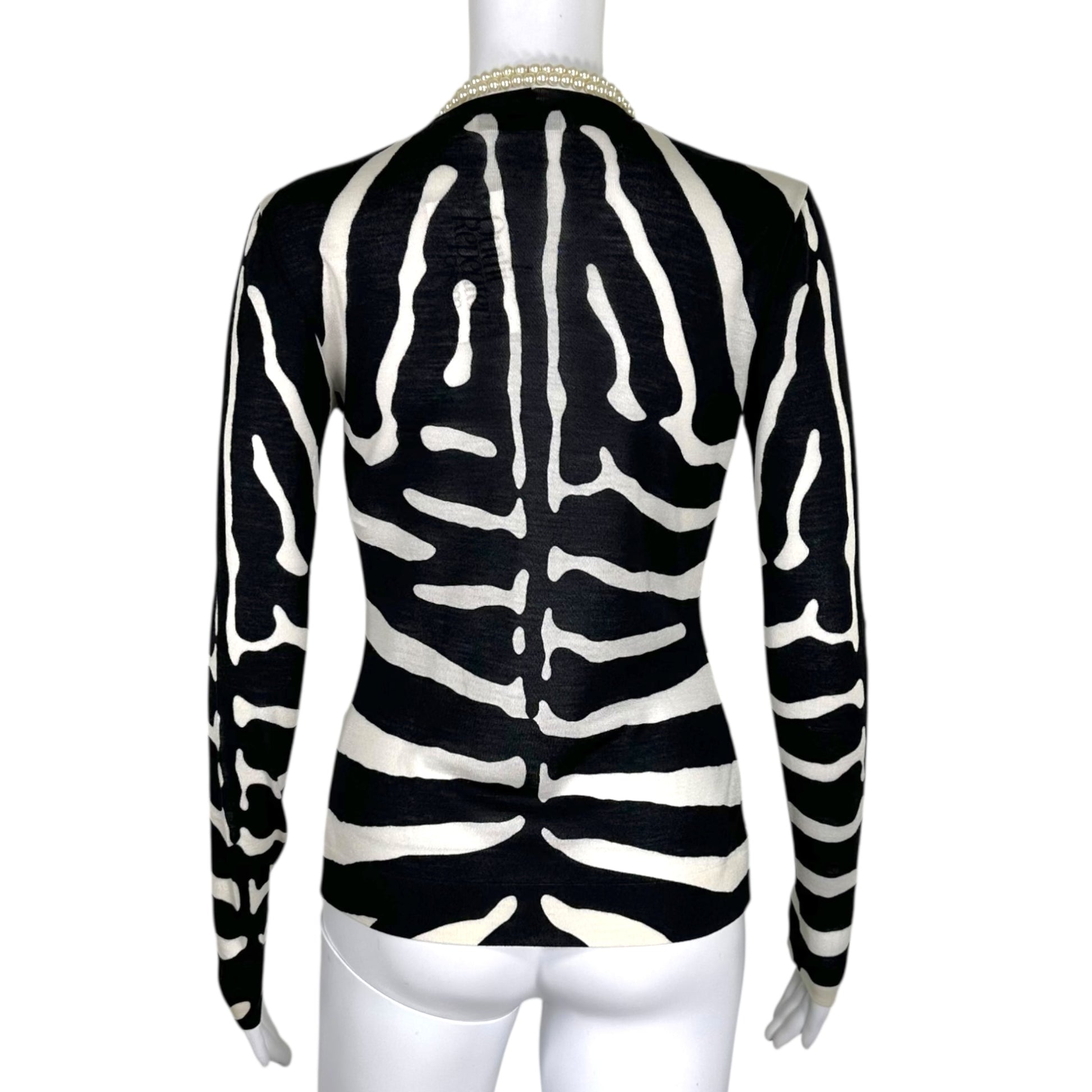 Christian Dior Zebra Print Knit Cardigan Silk Wool