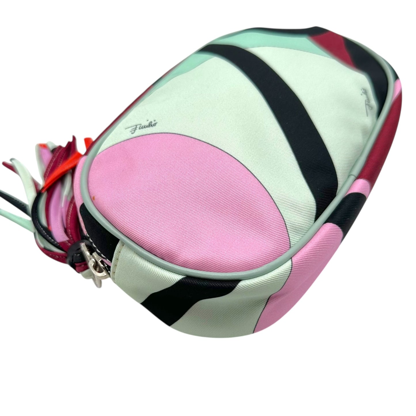 Emilio Pucci Burgundy & Blue Patterned Silk Cosmetic Pouch