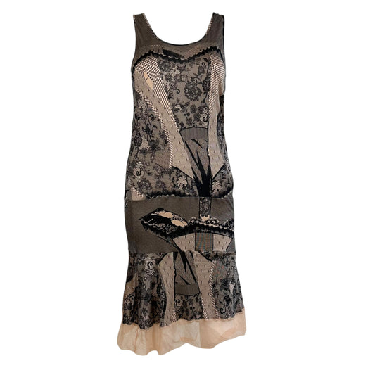 Christian Dior Knit Silk Mini Dress Lace Print Sleeveless