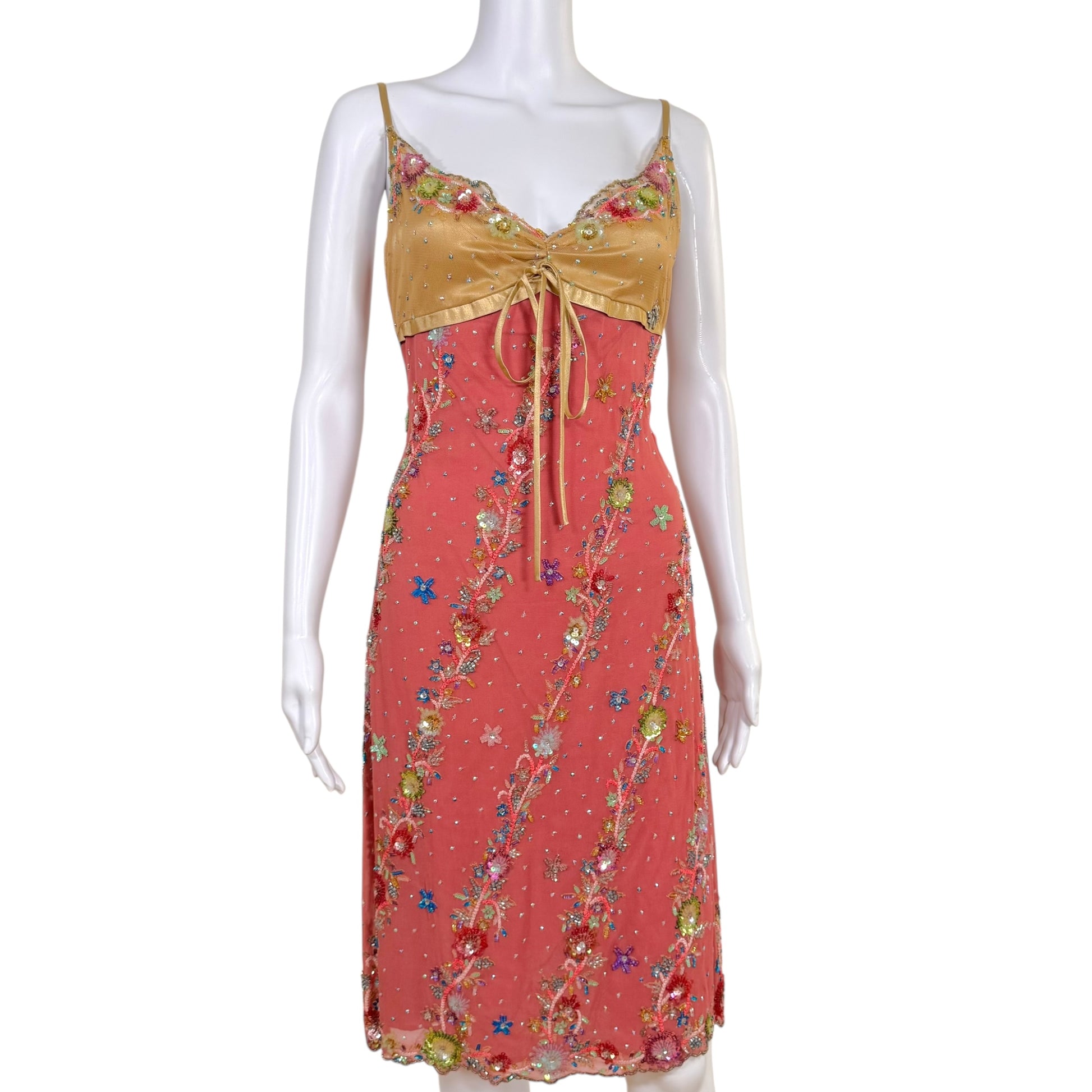 Galliano Pink Silk Floral Beaded Midi Dress NEW - Outfit Repeater