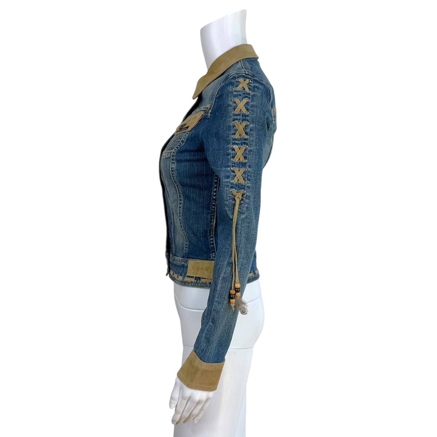 D&G Dolce & Gabbana Denim & Suede Lace-Up Jacket