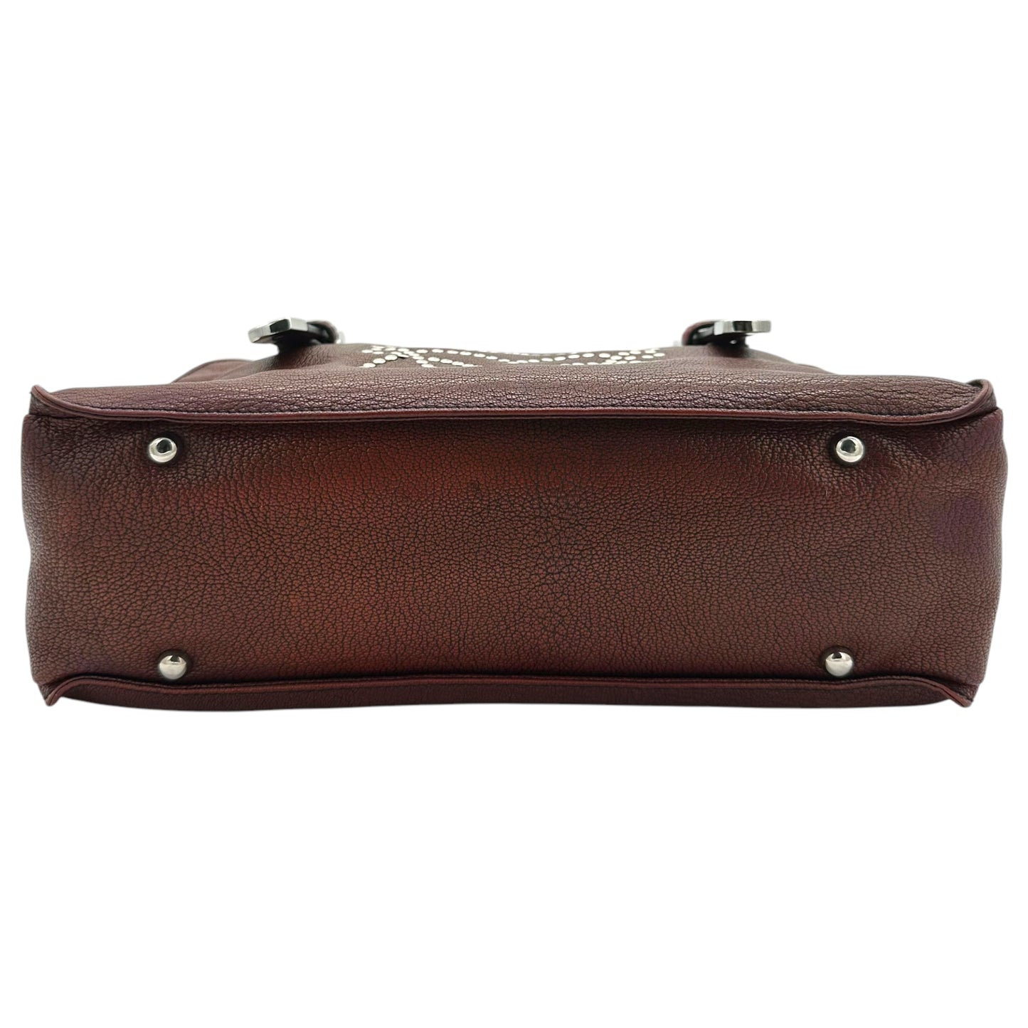 Loewe Burgundy Leather Studded Logo Shoulder Bag - Outfit Repeater