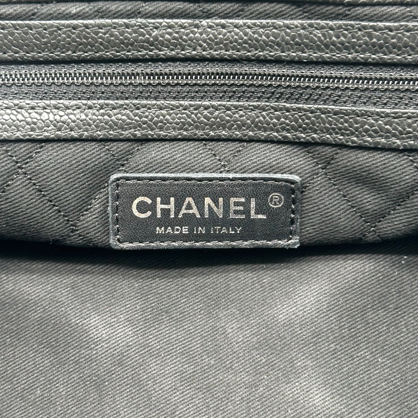 Chanel Black Caviar Leather LAX Chain Strap Shoulder Bag 2005-06