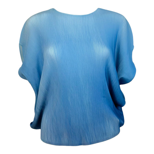 Issey Miyake Pleats Please Blue Ombre Pleated Circle-Cut Blouse