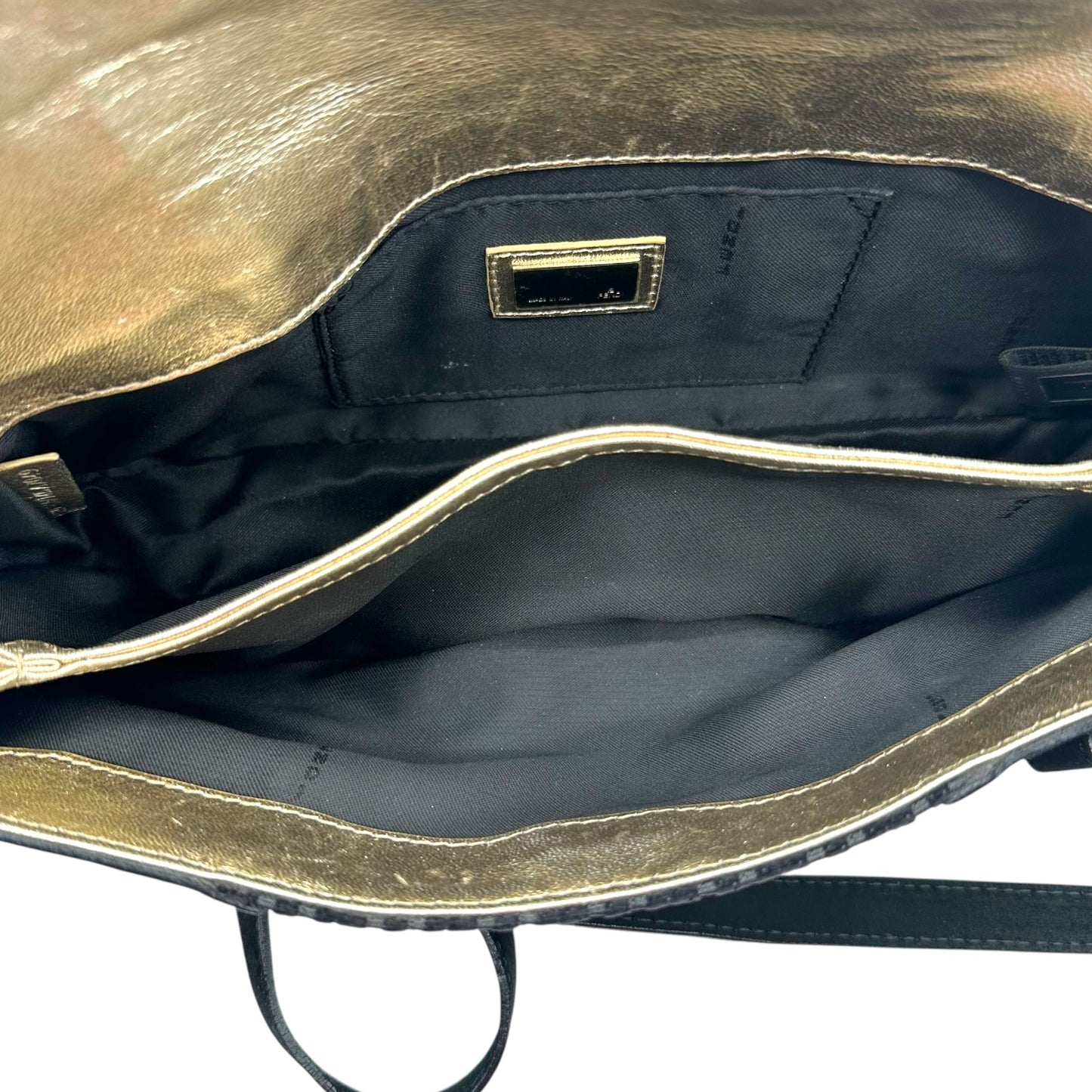 Fendi Black Velvet Zucchino Monogram East West Bag