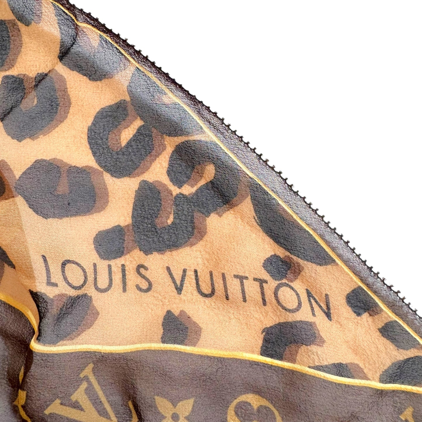 Louis Vuitton x Stephen Sprouse Sheer Monogram & Leopard Print Silk Stole Scarf