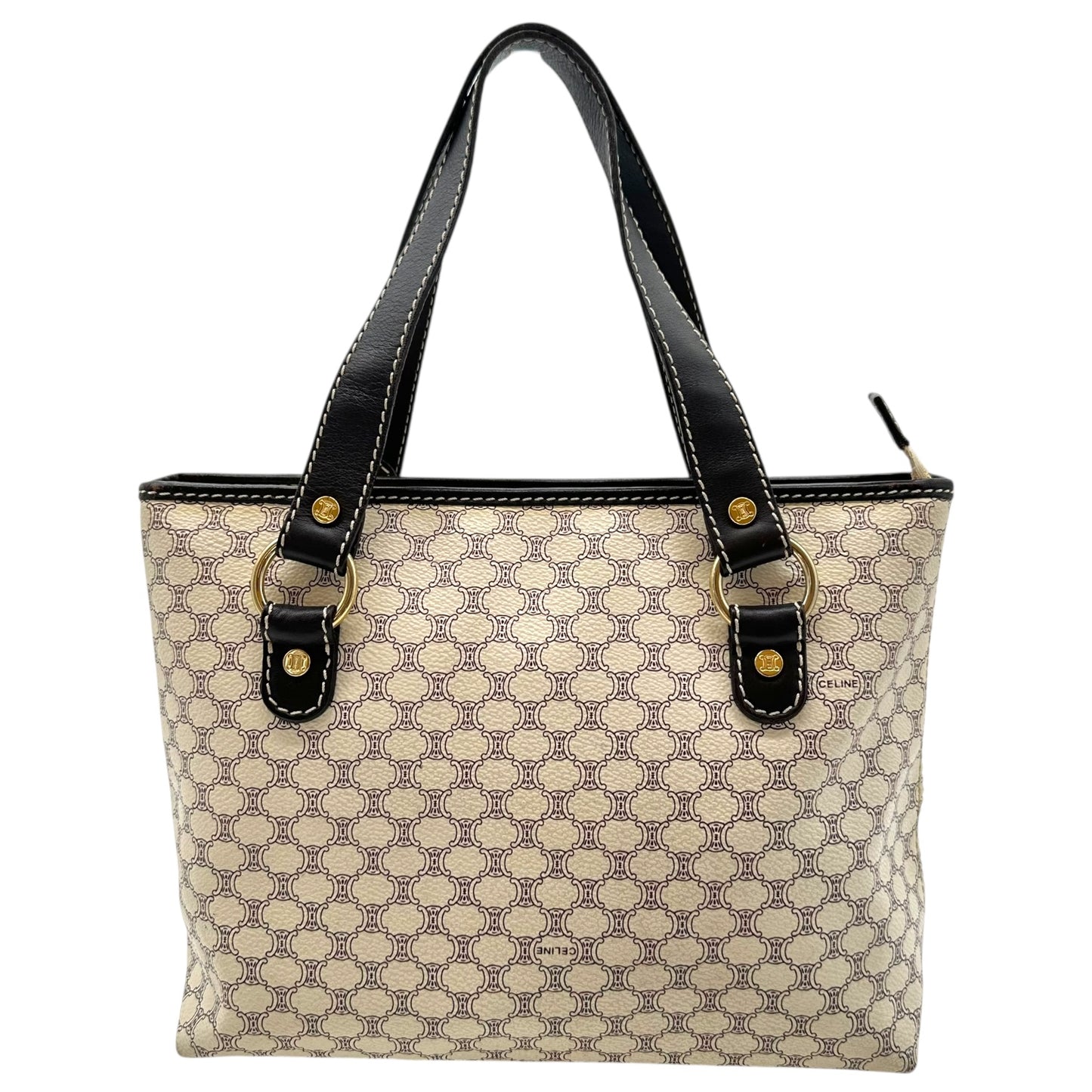 Celine White Triomphe Monogram Mini Tote Bag - Outfit Repeater