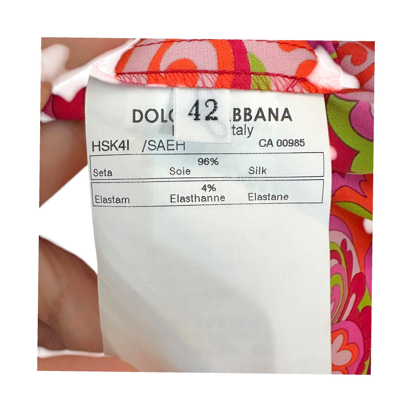 Dolce & Gabbana Pink & Green Paisley Print Silk Midi Skirt