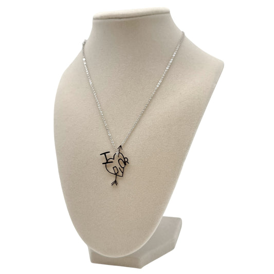 Christian Dior 'I Heart Dior' Silver Logo Charm Necklace