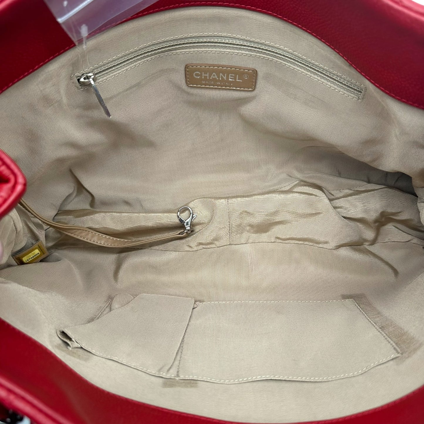 Chanel Red Caviar Matelasse Quilted Oversized Logo Shoulder Bag 2011