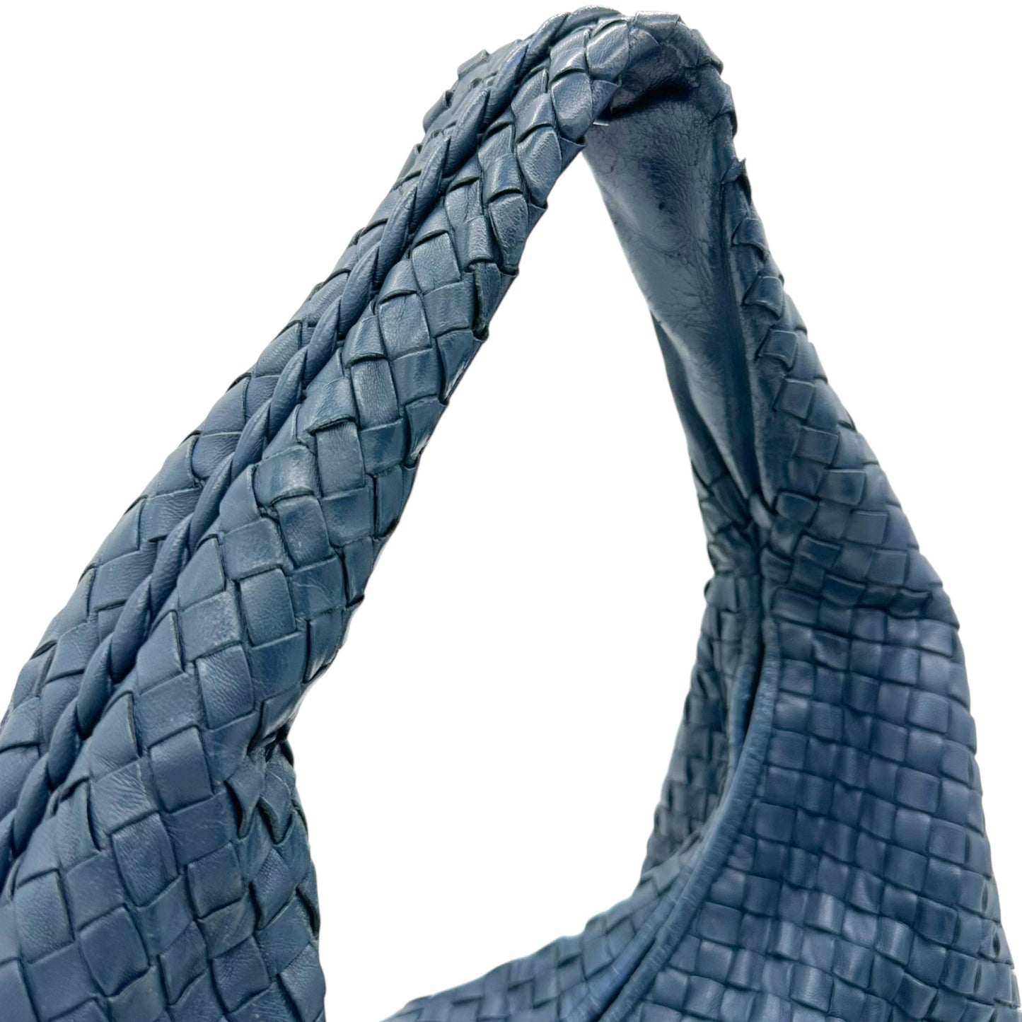 Bottega Veneta Blue Leather Intrecciato Shoulder Bag - Outfit Repeater