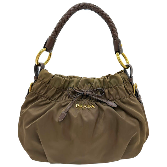 Prada Brown Nylon & Leather Bucket Bag