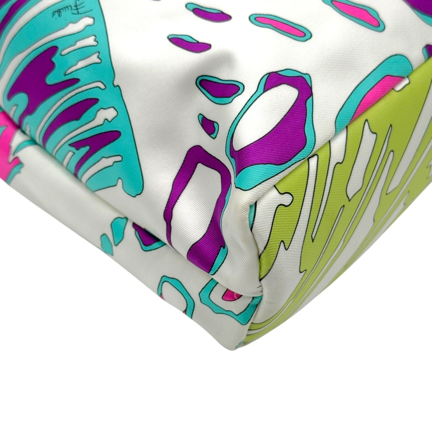 Emilio Pucci Teal Green & Pink Printed Silk Pochette Bag