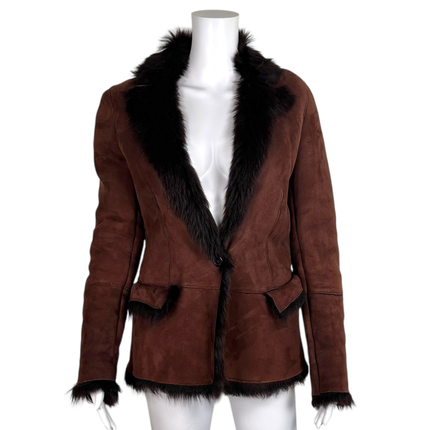 Gucci by Tom Ford 90's Burgundy Shearling Blazer Coat