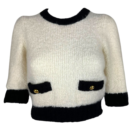 Prada 2023 Black & White Cropped Logo Knit Top NEW