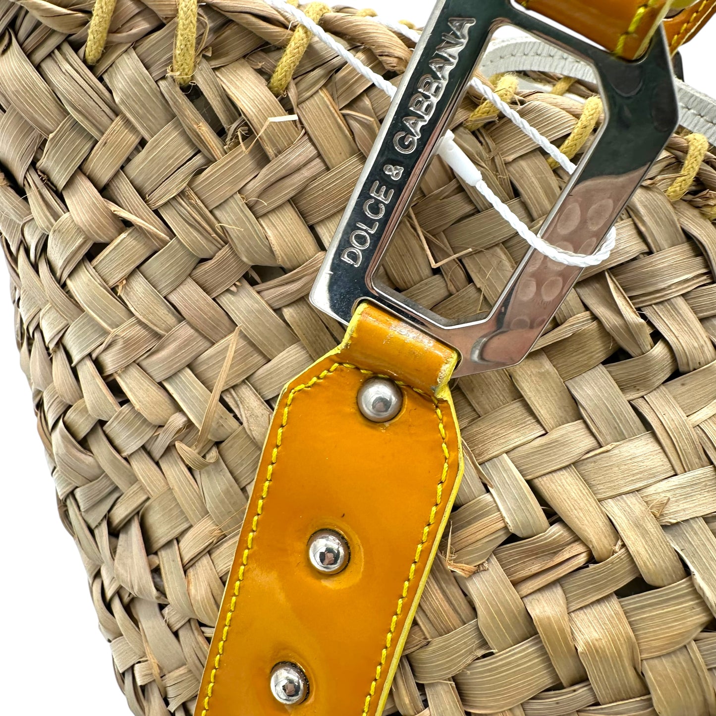 Dolce & Gabbana Yellow Leather & Raffia Beach Bag - Outfit Repeater