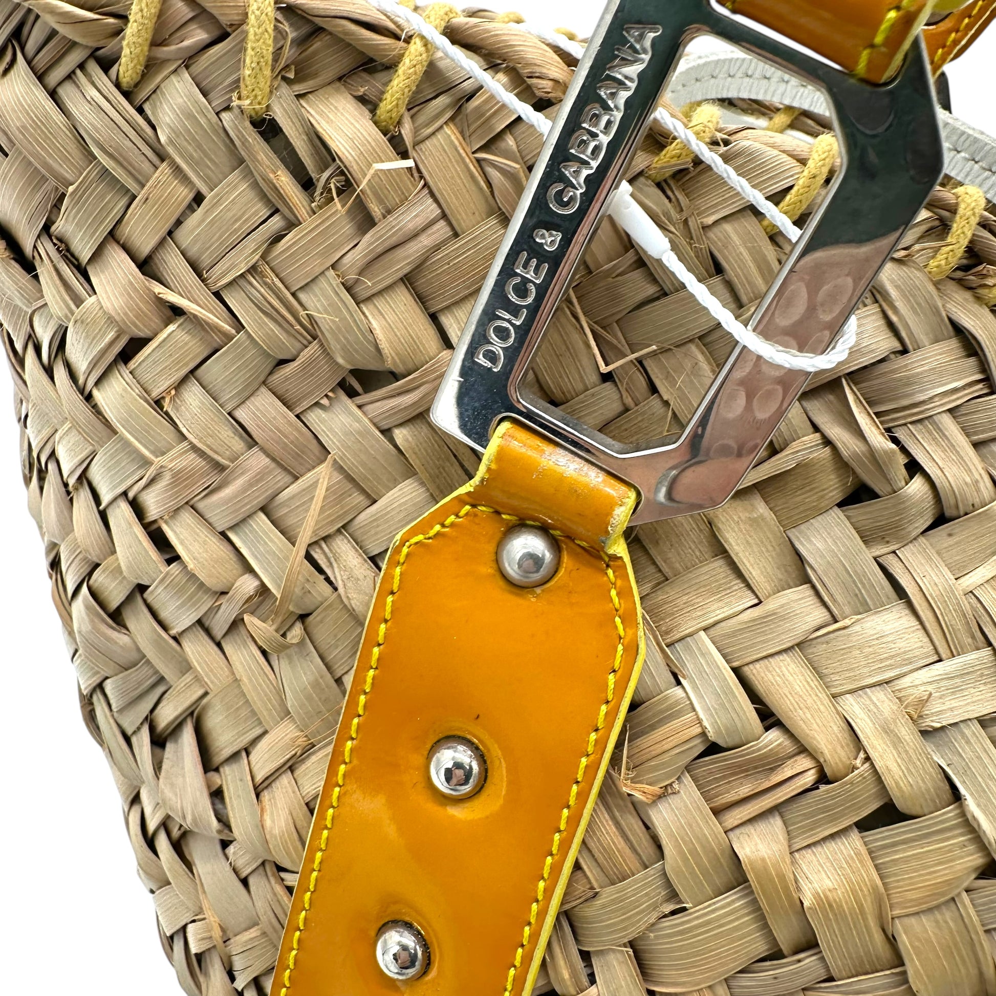 Dolce & Gabbana Yellow Leather & Raffia Beach Bag - Outfit Repeater