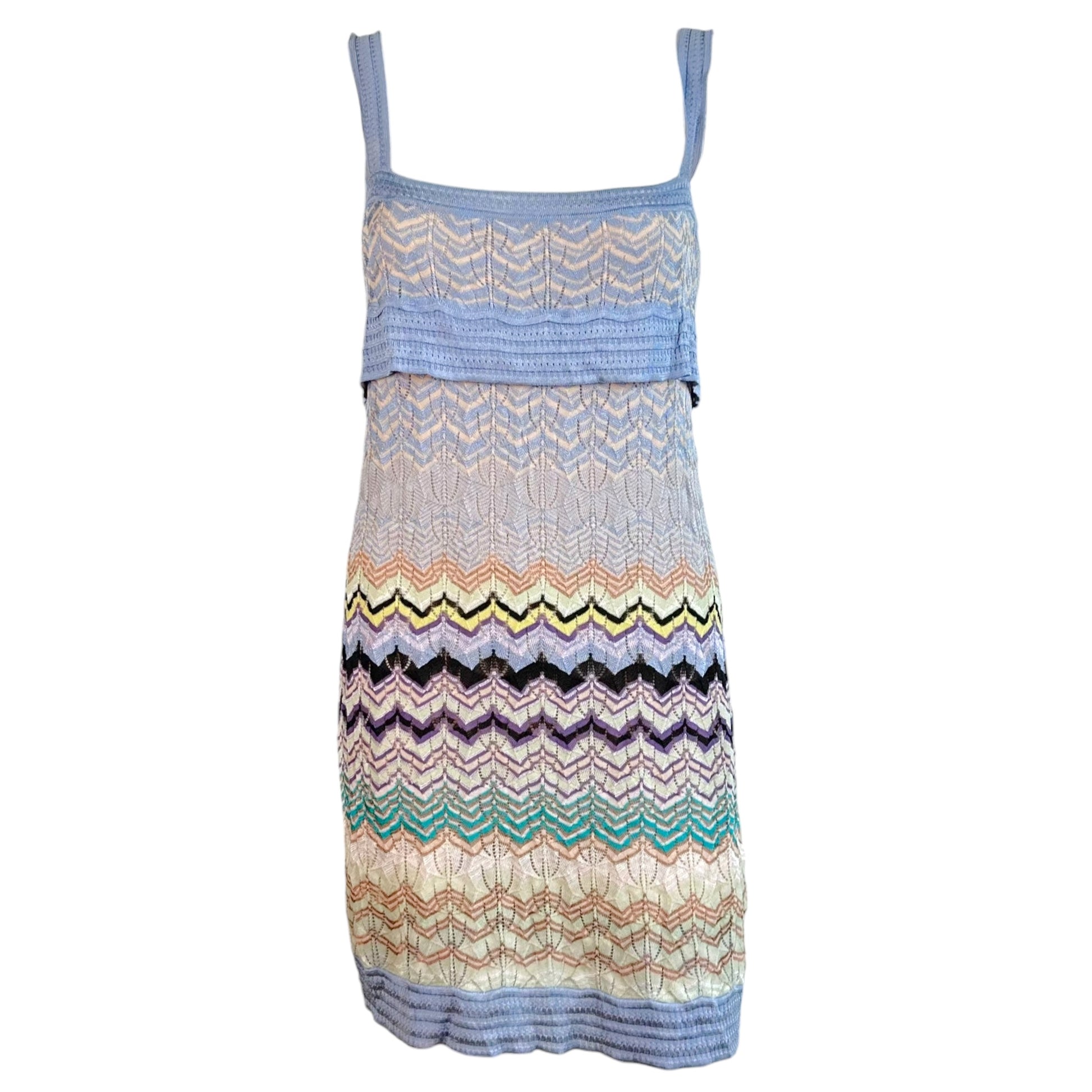 Missoni Knit Mini Dress Light Blue Pastel Chevron