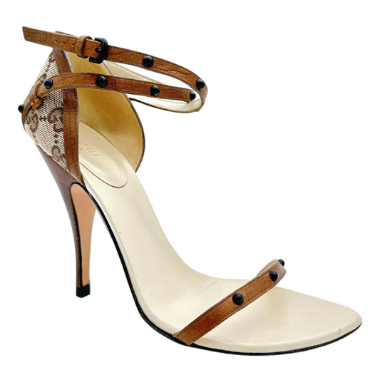 Gucci Monogram Heel Strappy Sandal Heels