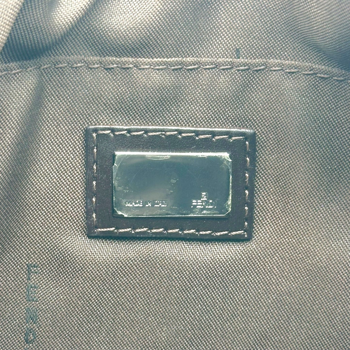 Fendi Brown & Tan Zucchino Monogram Crescent Shoulder Bag