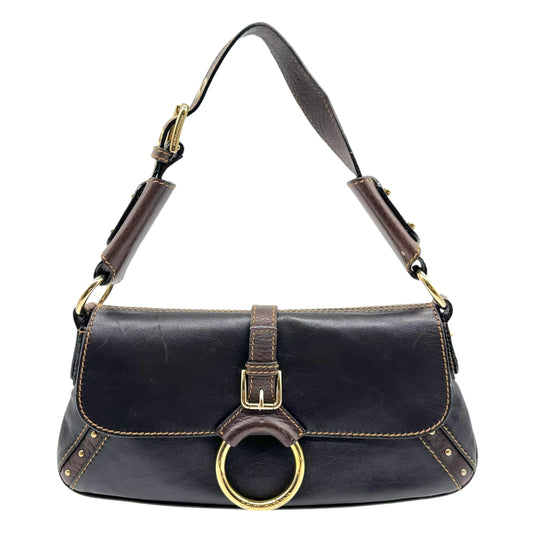Dolce & Gabbana Brown Leather Shoulder Bag with Gold Hardware