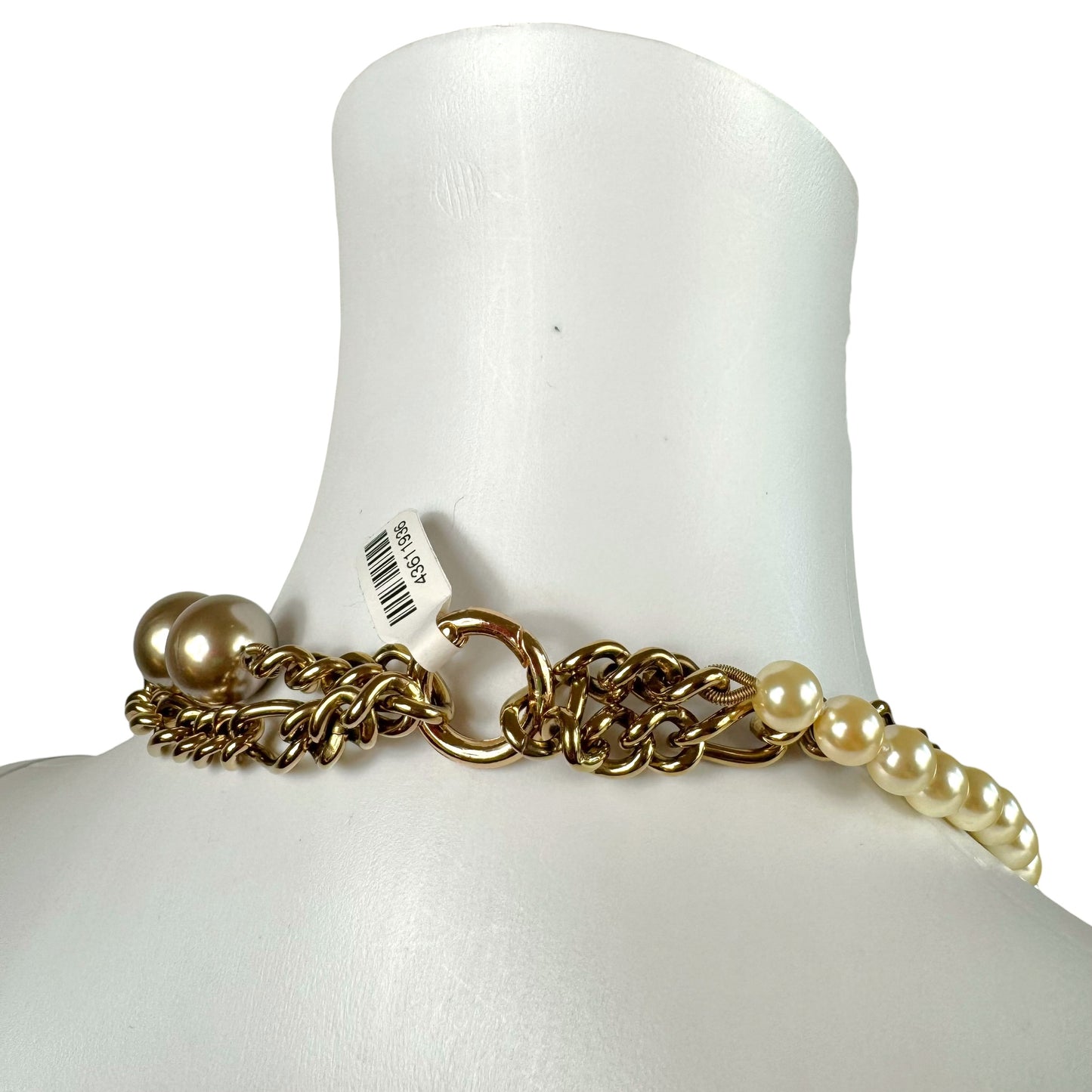 D&G Dolce & Gabbana Gold Pearl & Chain Wrap Necklace