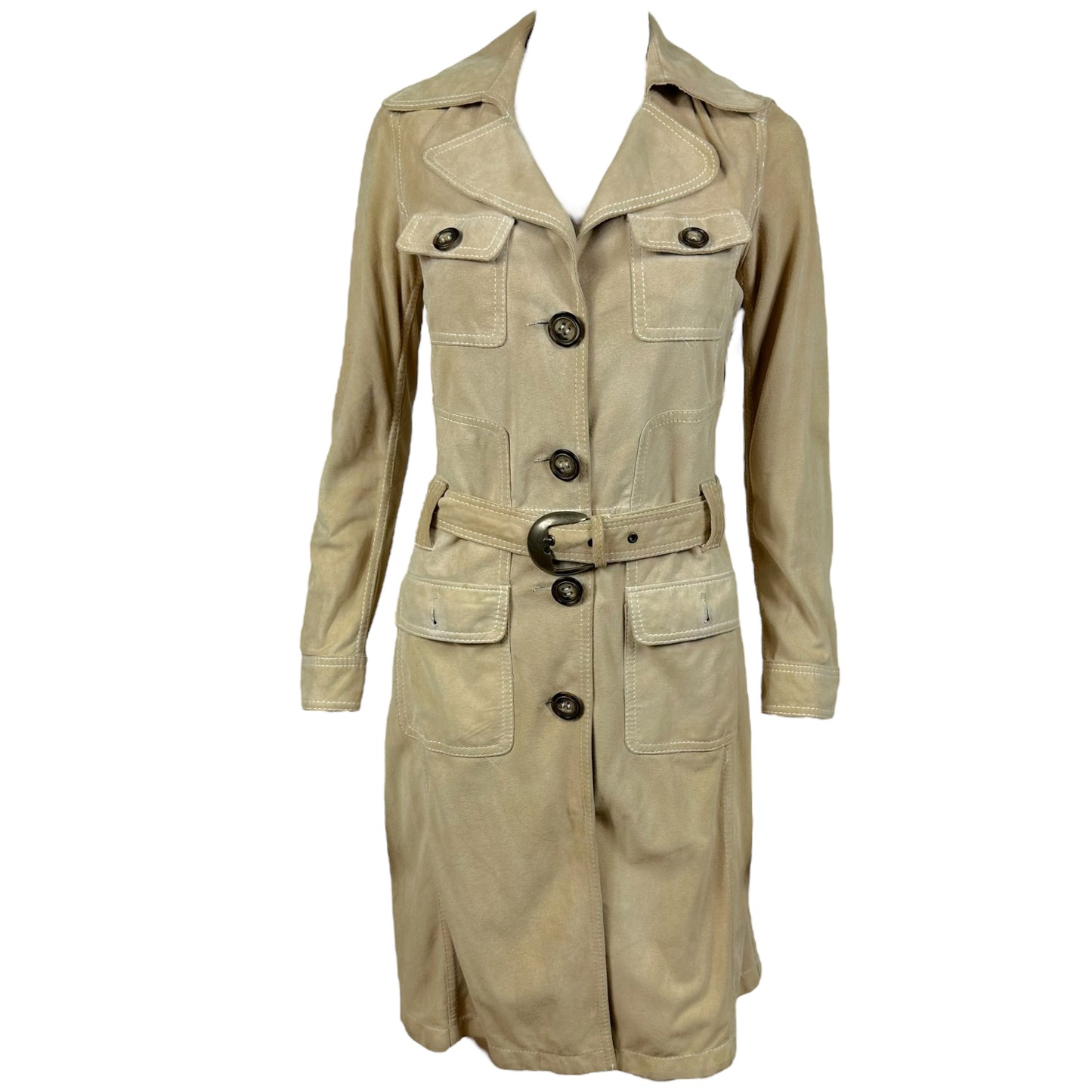 D&G Dolce & Gabbana Tan Suede Fringe Trench Coat - Outfit Repeater