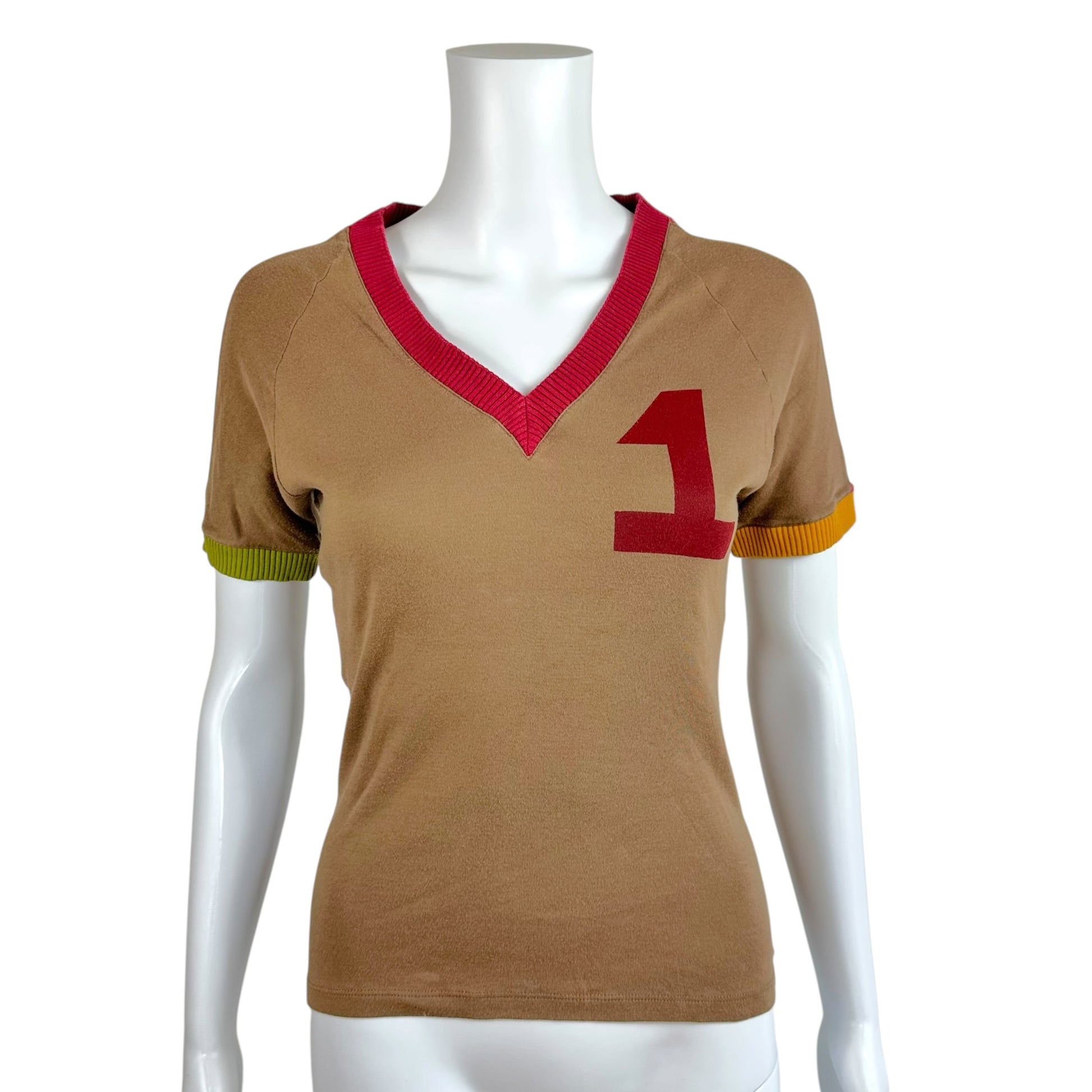 Christian Dior Brown Striped Sleeve T-Shirt